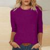 3/4 Length Sleeve Shirts for Women 2025 Casual Summer Blouses Crewneck Floral Printed Cute Tops Loose Fit Pullover view 2
