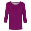 3/4 Length Sleeve Shirts for Women 2025 Casual Summer Blouses Crewneck Floral Printed Cute Tops Loose Fit Pullover view 3
