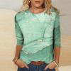 3/4 Length Sleeve Shirts for Women 2025 Casual Summer Blouses Crewneck Floral Printed Cute Tops Loose Fit Pullover view 2