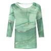 3/4 Length Sleeve Shirts for Women 2025 Casual Summer Blouses Crewneck Floral Printed Cute Tops Loose Fit Pullover view 3