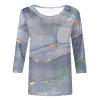 3/4 Length Sleeve Shirts for Women 2025 Casual Summer Blouses Crewneck Floral Printed Cute Tops Loose Fit Pullover view 3