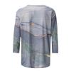 3/4 Length Sleeve Shirts for Women 2025 Casual Summer Blouses Crewneck Floral Printed Cute Tops Loose Fit Pullover view 4