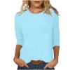3/4 Length Sleeve Shirts for Women 2025 Casual Summer Blouses Crewneck Floral Printed Cute Tops Loose Fit Pullover view 1