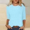 3/4 Length Sleeve Shirts for Women 2025 Casual Summer Blouses Crewneck Floral Printed Cute Tops Loose Fit Pullover view 2