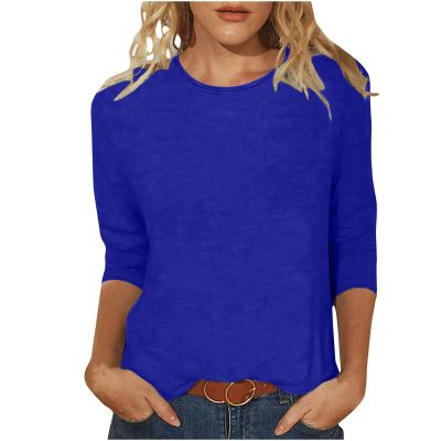 3/4 Length Sleeve Shirts for Women 2025 Casual Summer Blouses Crewneck Floral Printed Cute Tops Loose Fit Pullover