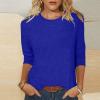 3/4 Length Sleeve Shirts for Women 2025 Casual Summer Blouses Crewneck Floral Printed Cute Tops Loose Fit Pullover view 2