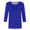 3/4 Length Sleeve Shirts for Women 2025 Casual Summer Blouses Crewneck Floral Printed Cute Tops Loose Fit Pullover view 3