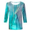 3/4 Length Sleeve Shirts for Women 2025 Casual Summer Blouses Crewneck Floral Printed Cute Tops Loose Fit Pullover view 3
