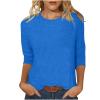 3/4 Length Sleeve Shirts for Women 2025 Casual Summer Blouses Crewneck Floral Printed Cute Tops Loose Fit Pullover view 1