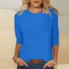 3/4 Length Sleeve Shirts for Women 2025 Casual Summer Blouses Crewneck Floral Printed Cute Tops Loose Fit Pullover view 2