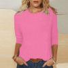 3/4 Length Sleeve Shirts for Women 2025 Casual Summer Blouses Crewneck Floral Printed Cute Tops Loose Fit Pullover view 2