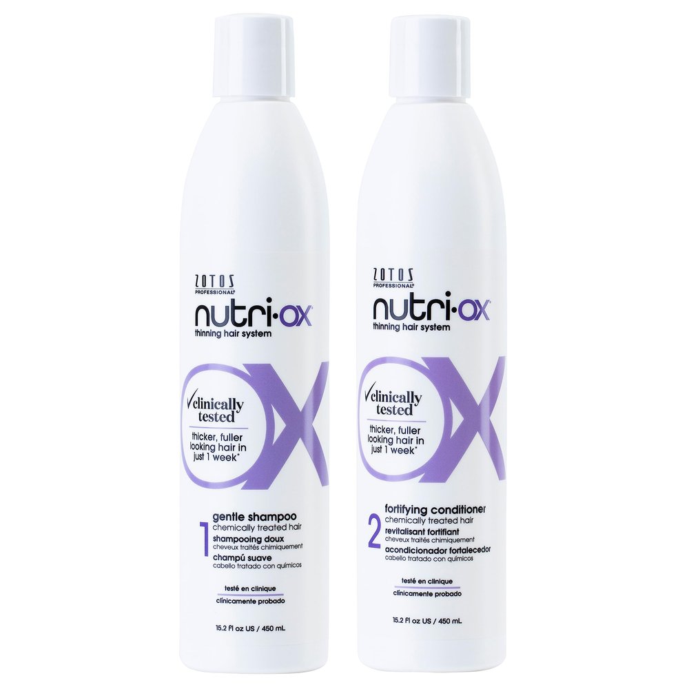 NUTRI-OX Gentle Shampoo & Conditioner | Thicker, Fuller-Looking Hair | Color Treated Hair | Peppermint | Clinically & Dermatologically Tested | 15.2 Fl Oz