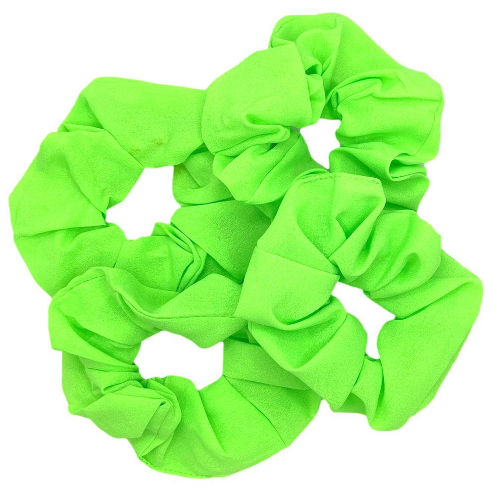ZLXO NOVELTIES Neon Hair Scrunchy Elastic Hair Bands Hair Tie Color Ponytail Scrunchies Solid Color Neon Green (4 Count)
