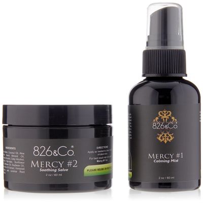 826 & Co. MERCY SKIN SALVE & SPRAY for face, body and scalp. Eczema, Psoriasis, Dermatitis, Keloids, Tattoos, Chaffing & more. With Aloe Vera, Niacinamide, Gotu Kola & Shea Butter. 2oz ea
