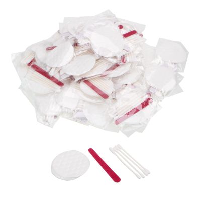 100 Set Hisposable Hotels Cosmetic Vanity Amenities Hospitality MakeupDisposable Travel Amenities Kit Bulk, Each Includes Cosmetic Cotton Pads, Cotton Swabs, Nail File for Motels Makeup Toiletries