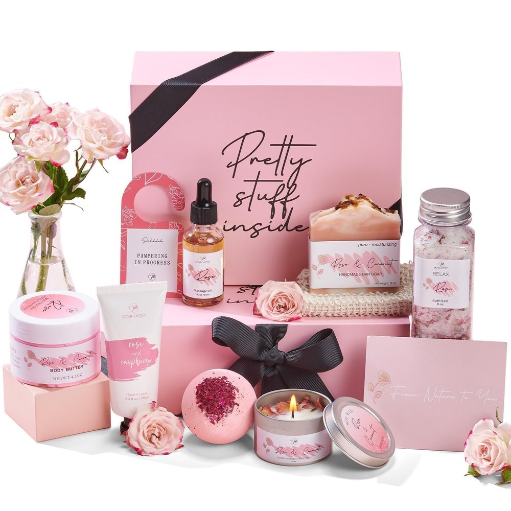 Peacoeye Spa Gifts for Women Bath Gift Baskets Relaxing Spa Self Care Gift for Mom Her Sister Wife Auntie Home Bath Care Package Thank You Gift Birthday Gift for Women Friendship Ideas