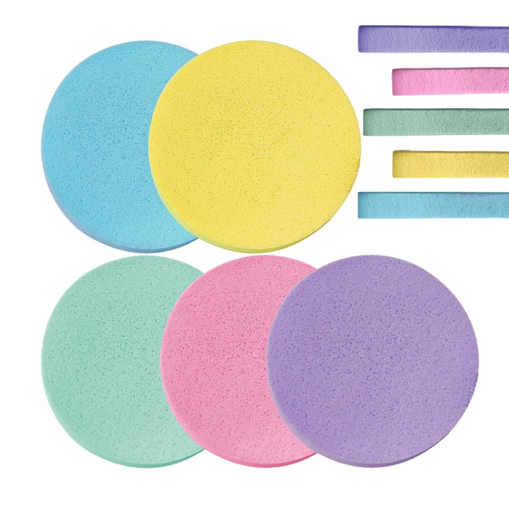 120Pcs Compressed Facial Sponges Face Cleansing Sponge exfoliating sponge for Face Cleansing,Massage, Mask, Makeup Removal (Mix-color)