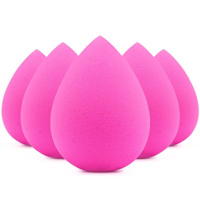 BEAKEY 5 Pcs Makeup Sponges, Latex-Free Beauty Sponge for Flawless Liquid, Cream, and Powder Application, Rose Pink Sponges