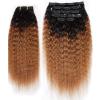 16inch Kinky Straight Clip ins Human Hair Extensions 1B/30# Ombre Medium Auburn Brazilian Real Human Hair for Black Women 8pcs 100g Seamless Yaki Straight Clip in Hair Extension Double Wefts Full Head view 2