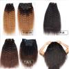 16inch Kinky Straight Clip ins Human Hair Extensions 1B/30# Ombre Medium Auburn Brazilian Real Human Hair for Black Women 8pcs 100g Seamless Yaki Straight Clip in Hair Extension Double Wefts Full Head view 4