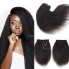 10inch Kinky Straight Clip ins Human Hair Extensions Natural Black Brazilian Real Human Hair for Black Women 8pcs 100g Seamless Yaki Straight Clip in Hair Extension Double Wefts Full Head view 1
