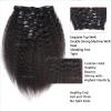 10inch Kinky Straight Clip ins Human Hair Extensions Natural Black Brazilian Real Human Hair for Black Women 8pcs 100g Seamless Yaki Straight Clip in Hair Extension Double Wefts Full Head view 4