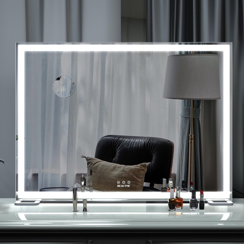 BEAUTME Vanity Mirror with Lights for Tabletop,Hollywood Lighted Makeup Mirror for Dressing Room & Bedroom,Big Desk Mirror Vanity (920150680mm)