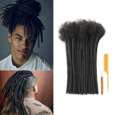 0.6cm Thickness 6 Inch 60 Strands 100% Real Human Hair Dreadlock Extensions for Man/Women Full Hand Handmade Loc Extensions Can Be Dyed and Bleached Soft Dreadlocks with Needle and Comb