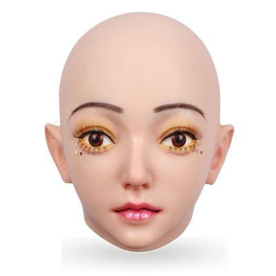 ZWSMS Transgender Silicone Mask Realistic Female Soft Head Mask Hand-Made Face for Halloween Parties Crossdresser,Brown,Makeup