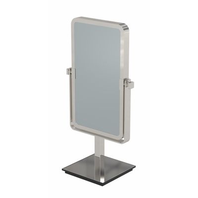 Aptations Rectangular Standing Mirror (10" x 6") - 1X & 3X Magnification | Double-Sided Portable Vanity Mirror | Decorative Makeup Mirror for Bedroom & Bathroom (Polished Nickel)