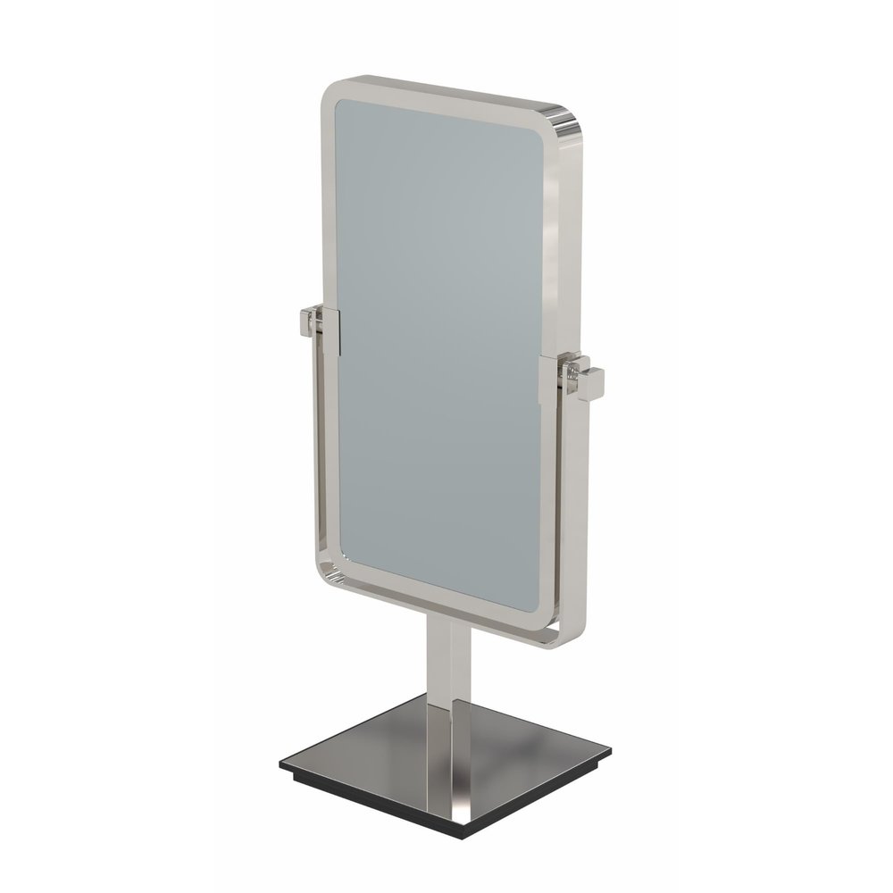 Aptations Rectangular Standing Mirror (10" x 6") - 1X & 3X Magnification | Double-Sided Portable Vanity Mirror | Decorative Makeup Mirror for Bedroom & Bathroom (Polished Nickel)