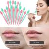20 Pack Silicone Lip Scrub Brushes, Beomeen Double-Sided Exfoliating Lip Brush Soft Silicone Lip Scrubber Exfoliator Tool Blackhead Remover for Skincare (Green, Pink) view 2
