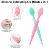 20 Pack Silicone Lip Scrub Brushes, Beomeen Double-Sided Exfoliating Lip Brush Soft Silicone Lip Scrubber Exfoliator Tool Blackhead Remover for Skincare (Green, Pink) view 3
