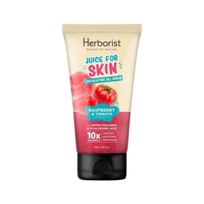 Herborist Juice For Skin series Exfoliating Gel Scrub 150ml Raspberry & Tomato (Pack of 1)