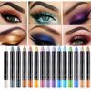 Flashstar Highlighter Eyeshadow Stick Waterproof Glitter Eye Shadow Pencil Eyeliner Pen, Pearl Shimmer, 2 in 1 Metallic Lying Silkworm Eyeshadow Highlighter Makeup Kit for Girls Women (09 Violets) view 4