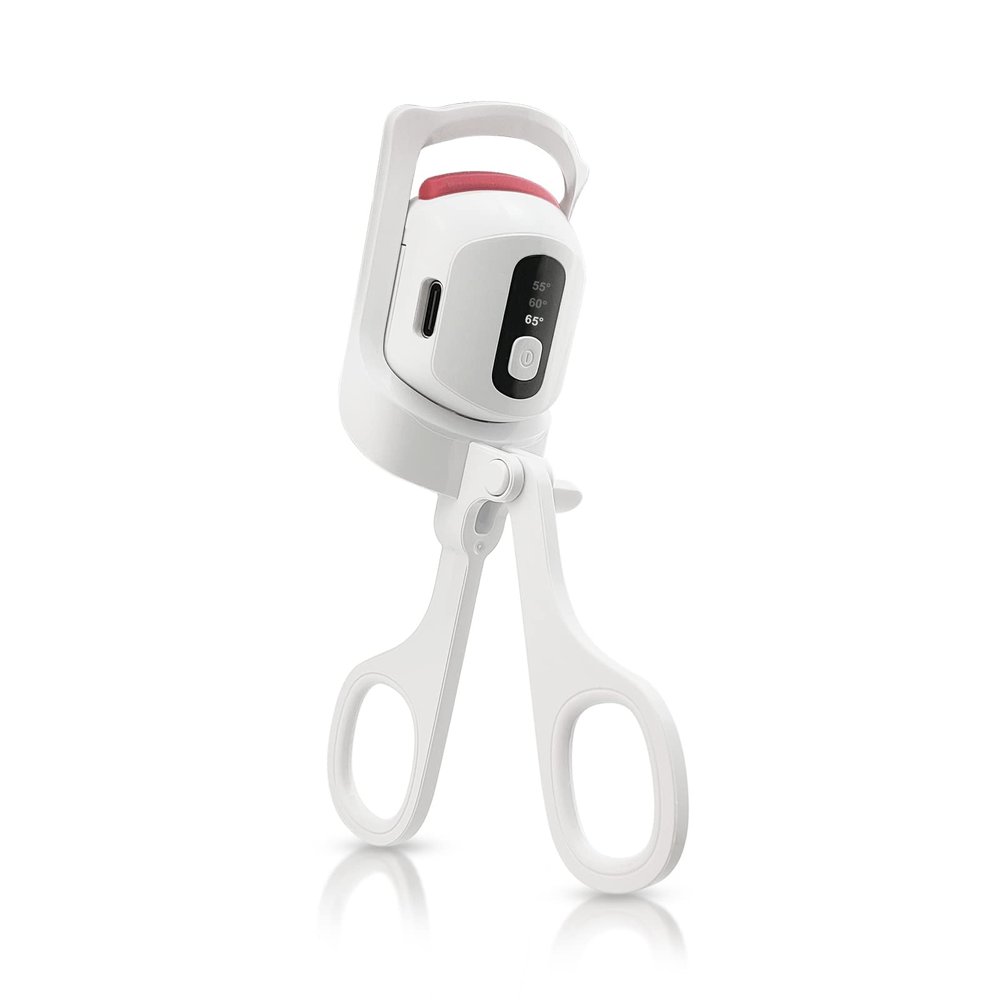 Heated Eyelash Curlers Handheld Electric Lash Curler Makeup Tool Creates Eye-Opening Lifted Lashes with 3 Heat Modes LCD Display for All Contoured Eyes Elitzia ET2256 (White)
