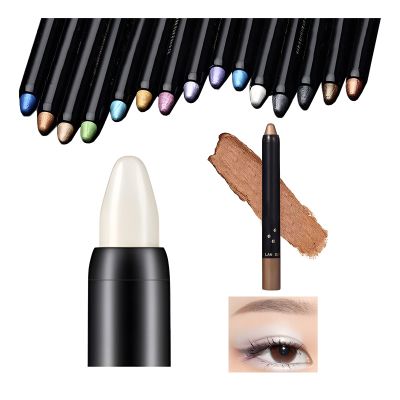 Highlighter Eyeshadow Stick Waterproof Glitter Eye Shadow Pencil Eyeliner Pen, Pearl Shimmer, 2 in 1 Metallic Lying Silkworm Eyeshadow Highlighter Makeup Kit for Girls Women (01 Pearl White)
