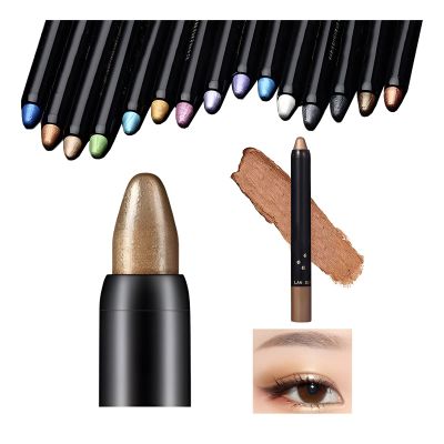 Highlighter Eyeshadow Stick Waterproof Glitter Eye Shadow Pencil Eyeliner Pen, Pearl Shimmer, 2 in 1 Metallic Lying Silkworm Eyeshadow Highlighter Makeup Kit for Girls Women (04 Light Khaki)