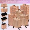 AROUS 5 in 1 Rolling Makeup Train Case Cosmetology Case on Wheels Large Cosmetic Organizer Travel Cart for Hairstylist Artist Nail Beauty Salon Barber,Gold view 3