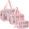 DAPOWER Travel Toiletry Bag for Women, Matte Translucent Shower Bag with Handy Handle, Makeup Cosmetic Organizer Bag for Travel Toiletries Accessories (Pink) view 1