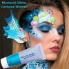 Go Ho Light Blue Face Body Glitter Gel,Blue Mermaid Face Paint Makeup,Holographic Chunky Sequins Glitters for Eye Lip Hair,Halloween Costumes Festival Rave Accessories,52g view 2