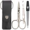 3 Swords Germany - brand quality 3 piece manicure pedicure grooming kit set for professional finger & toe nail care scissors file genuine leather case in gift box, Made in Solingen Germany view 1
