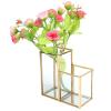4.7x2.4x4.7in Clear Glass Pen Holder 2 Compartments Copper Plated Metal Inlay Pencil Organizer Makeup Brush Holder Vanity Organizer for Storing Makeup Brushes,Various Pens,Mascara,Lipstick,Brushes view 4