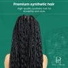 PIB 32" - Single Full Lace Braid Wig  Boho Box Braided Wig Square Parted, Knotless Braided Wigs for Black Women, Synthetic Lace Wigs with Natural Baby Hair (1, Jet Black) view 3