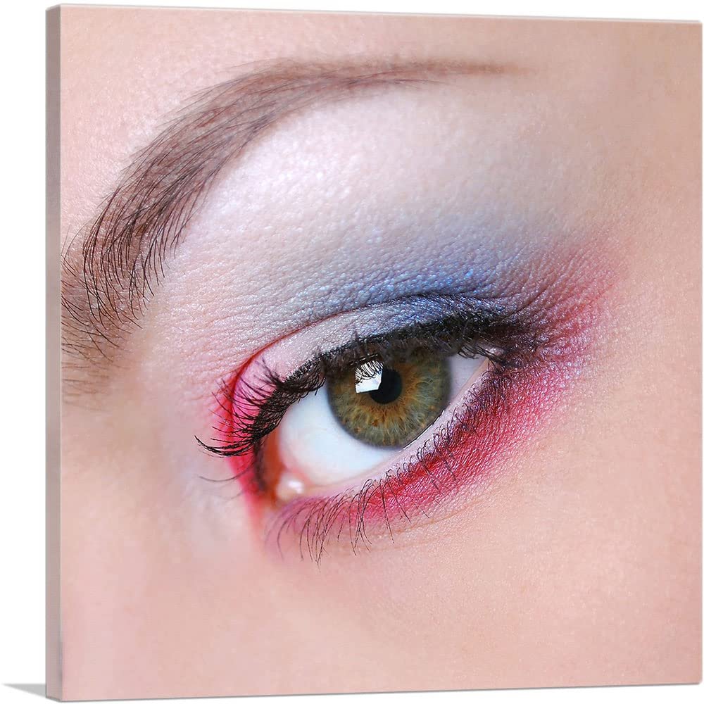 ARTCANVAS Make Up Eyes Shadows Fashion Glam Studio Beauty Salon Canvas Art Print Stretched Framed Painting Picture Poster Giclee Wall Decor - 12" x 12" (0.75" Deep)