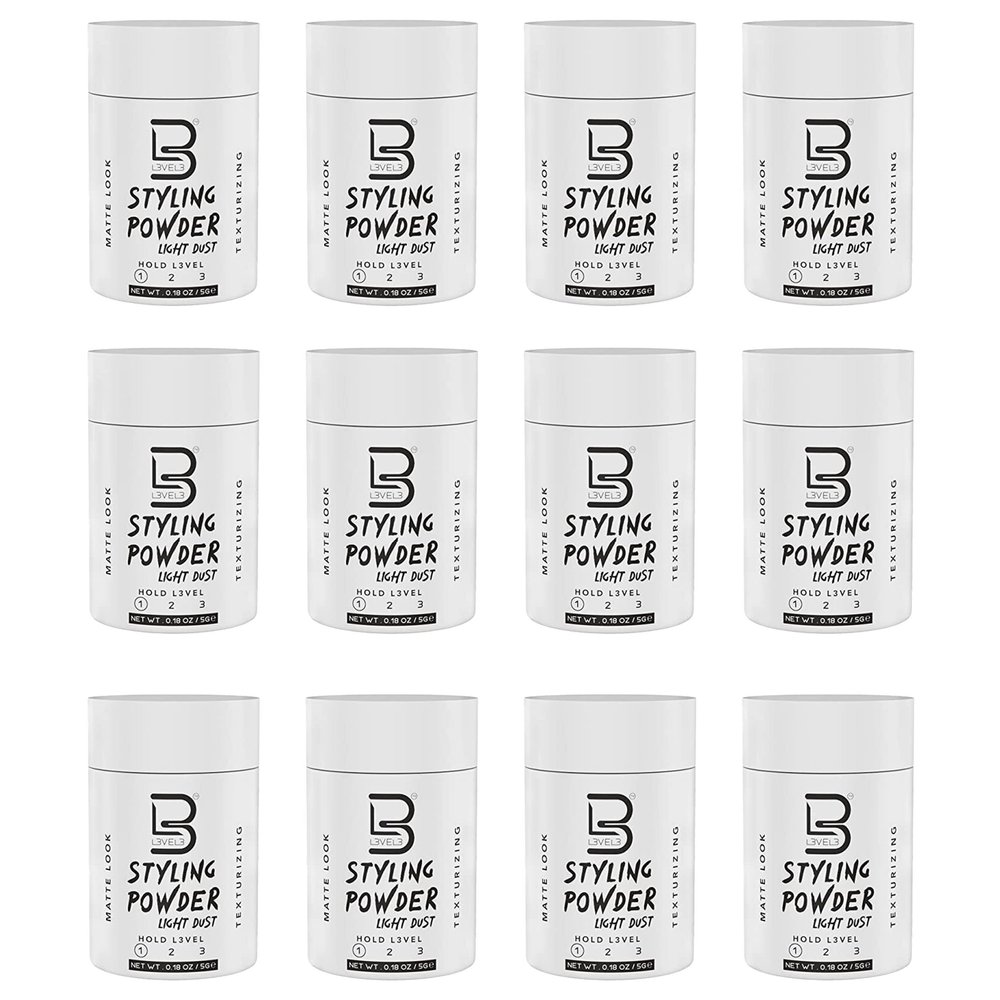 L3 Level 3 Travel Styling Powder - Small 0.18 oz for Travel - Natural Look Mens Powder - Sample Styling Powder (12, White)