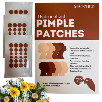 MATCHED Hydrocolloid Pimple Patches- Invisible Acne Patches for Face, 3 Sizes, 72-Count (1 Pack), Zit Patches that match Skin tone for Daytime Use, for proactive acne treatment (MTG)
