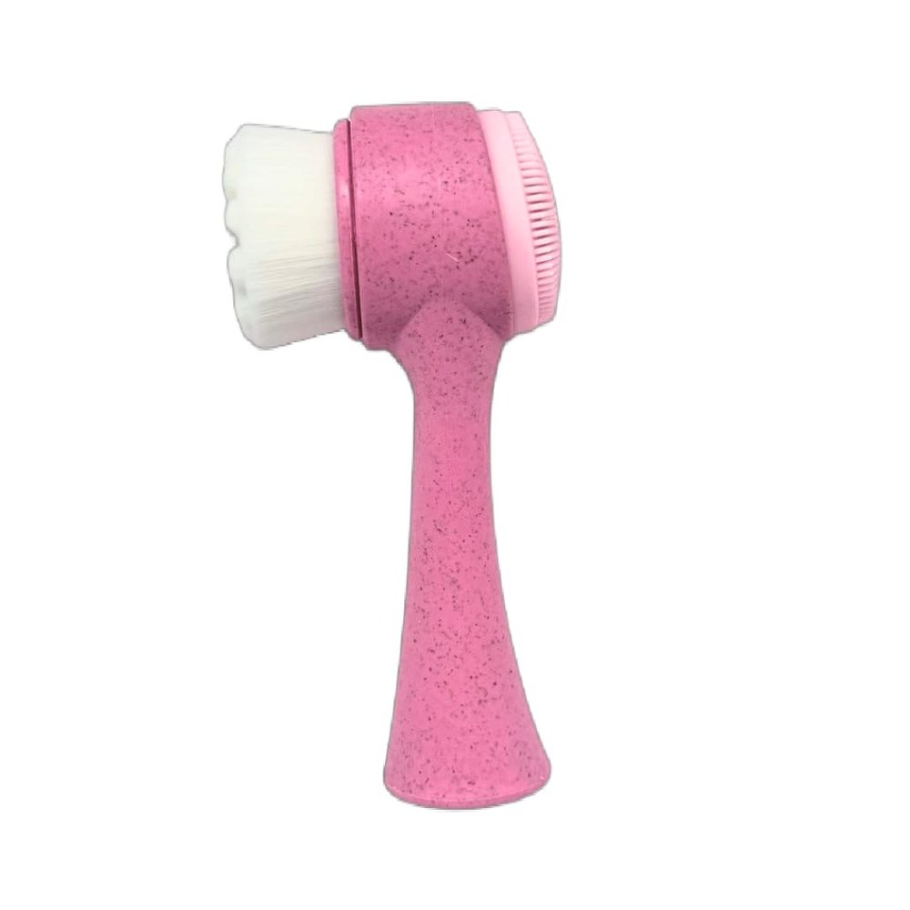 Lindo Eco Clean Face Brush, 2-in-1 Facial Cleanser, Dual-Sided Manual Exfoliating Brush, Handle Made of Natural Plant Fibers, Vegan, for Deep Cleansing & Gentle Exfoliation