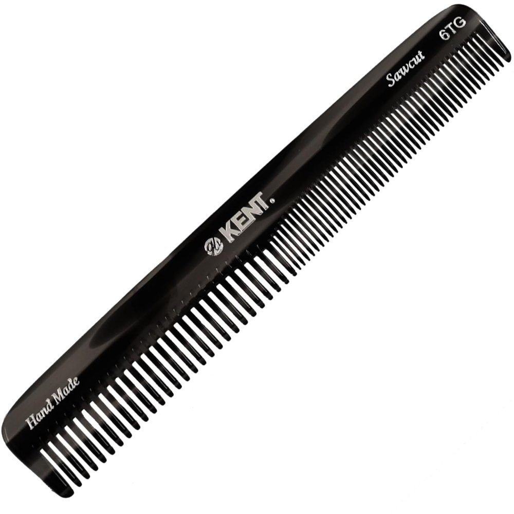 Kent 6T Black Graphite Fine Tooth and Wide Tooth Hair Comb, Handmade Styling Comb for Hair Care, Barber Combs, Beard Combs For Men, Styling Grooming for Men, Women and Kids