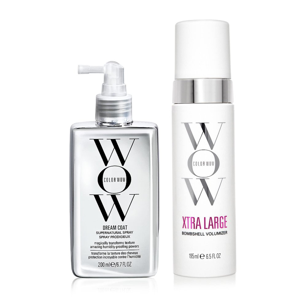 COLOR WOW Long-Lasting Blowout Bundle- Blowouts that last for days| Go big with XTRA LARGE Volumizer and go frizz-free with DREAM COAT anti-frizz spray| heat protection